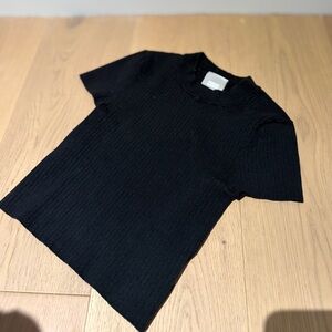 Black Ribbed T-Shirt